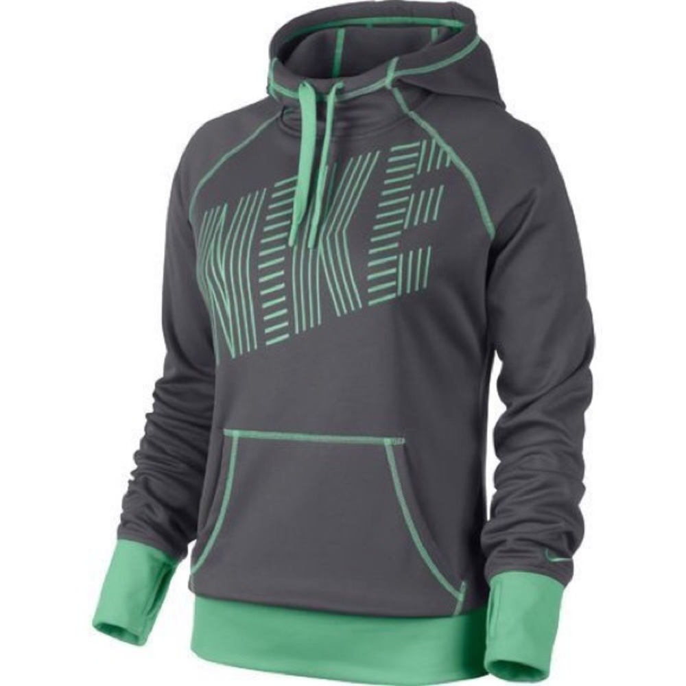 NWOT Nike Grey and Mint Green Therma-Fit Hoodie.